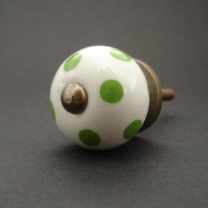 Keramická úchytka-Zelený puntík MALÁ Barva kovu: antik tmavá
