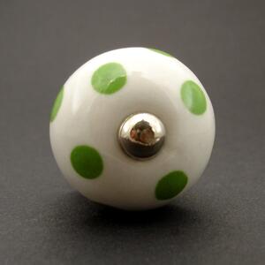 Keramická úchytka-Zelený puntík MALÁ Barva kovu: antik tmavá
