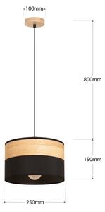 Lustr na lanku ALBA 1xE27/15W/230V pr. 25 cm černá/hnědá