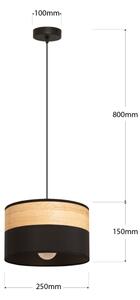 Lustr na lanku ALBA 1xE27/15W/230V pr. 25 cm černá/hnědá