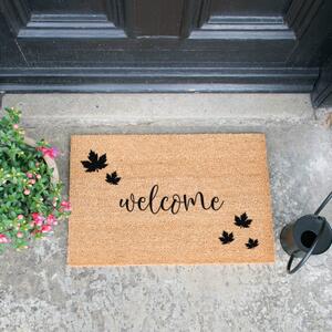 Černá rohožka z přírodního kokosového vlákna Artsy Doormats Welcome Autumn, 40 x 60 cm