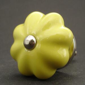 Keramická úchytka-Žlutý květ Barva kovu: stříbrná