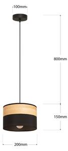 Lustr na lanku ALBA 1xE27/15W/230V pr. 20 cm černá/hnědá