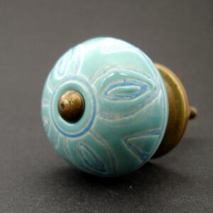Keramická úchytka-Antika tyrkys Barva kovu: antik světlá
