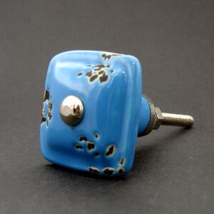 Keramický úchyt-Modrý s patinou Barva kovu: stříbrná