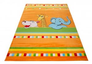 Makro Abra Dětský kusový koberec KINDER C760A Slon Žirafa Hroch oranžový Rozměr: 80x150 cm