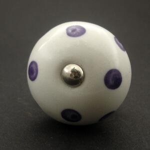 Keramická úchytka-Fialové puntíky Barva kovu: stříbrná
