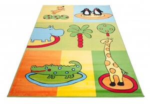 Makro Abra Dětský kusový koberec KINDER K596A Krokodýl Tučňáci Hroch Žirafa vícebarevný Rozměr: 80x150 cm
