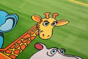 Makro Abra Dětský kusový koberec KINDER C760A Slon Žirafa Hroch zelený Rozměr: 300x400 cm