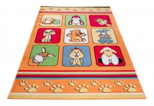 Makro Abra Dětský kusový koberec KINDER H059B Zvířátka oranžový Rozměr: 140x190 cm