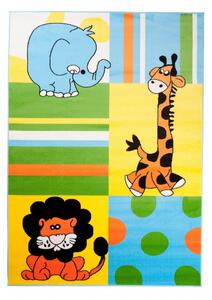 Makro Abra Dětský kusový koberec KINDER E045B Lev Žirafa Slon barevný Rozměr: 120x170 cm