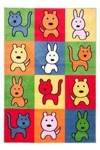 Makro Abra Dětský kusový koberec KINDER D572B Zvířátka vícebarevný Rozměr: 80x150 cm