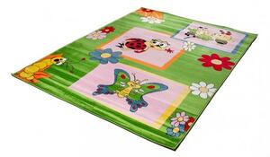 Makro Abra Dětský kusový koberec KINDER A661B Motýl Včelka Beruška zelený Rozměr: 80x150 cm