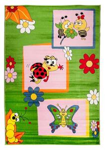 Makro Abra Dětský kusový koberec KINDER A661B Motýl Včelka Beruška zelený Rozměr: 80x150 cm