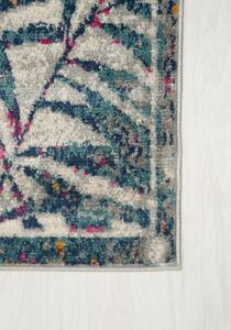 Makro Abra Kusový koberec DENVER G051B Květy listy modrý vícebarevný Rozměr: 80x150 cm