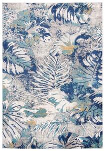 Makro Abra Kusový koberec DENVER G059A Květy Listy modrý bílý Rozměr: 140x200 cm