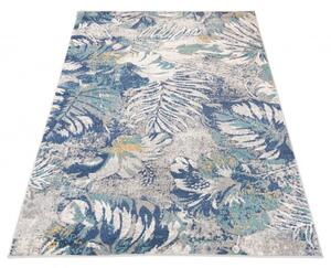 Makro Abra Kusový koberec DENVER G059A Květy Listy modrý bílý Rozměr: 160x230 cm