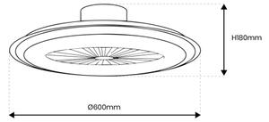 LED Stmívatelné stropní svítidlo s ventilátorem ZEPHYR LED/48W/230V zlatá + DO