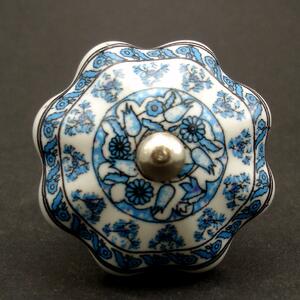 Keramická úchytka-Modrý potisk Barva kovu: stříbrná