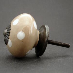 Keramická úchytka-Hnědobéžová s puntíky Barva kovu: antik tmavá