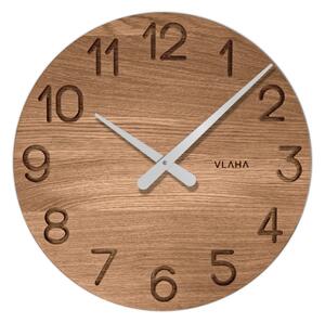 VLAHA Velké dřevěné hodiny OAK vyrobené v Čechách ⌀45cm VCT1131 (ručně vyrobené české hodiny)