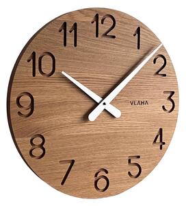 VLAHA Designové velké dřevěné hodiny OAK vyrobené v Čechách ⌀45cm VCT1133 (ručně vyrobené české hodiny)