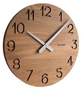 VLAHA Ručně vyrobné velké dřevěné hodiny OAK vyrobené v Čechách ⌀45cm VCT1131 (ručně vyrobené české hodiny)