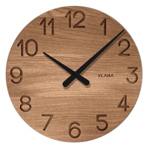 VLAHA Ručně vyrobné velké dřevěné hodiny OAK vyrobené v Čechách ⌀45cm VCT1132 (ručně vyrobené české hodiny)