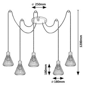 Rabalux 3150 - Lustr na lanku FARFALLE 5xE27/40W/230V pavouk černá/buk
