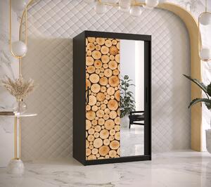 Šatní skříň Abi Sosna 2 Barva korpusu: Černá, Rozměry: 120 cm, Dveře: Sosna + zrcadlo