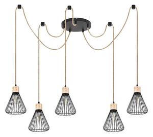 Rabalux 3150 - Lustr na lanku FARFALLE 5xE27/40W/230V pavouk černá/buk