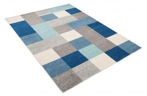 Makro Abra Kusový koberec LAZUR C574B Kostky šedý modrý Rozměr: 80x150 cm