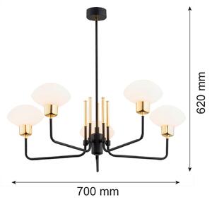 Argon 2128 - Lustr na tyči RAVELLO 5xE14/15W/230V černá/zlatá