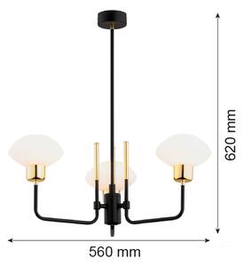 Argon 6166 - Lustr na tyči RAVELLO 3xE14/15W/230V černá/zlatá