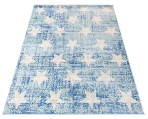 Makro Abra Kusový koberec HAPPY H332A Hvězdy modrý / bílý Rozměr: 160x220 cm