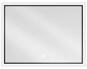 Mexen Erma koupelnové zrcadlo s osvětlením 80 x 60 cm, LED 6000K, proti zamlžení, černý rám - 9814-080-060-611-70