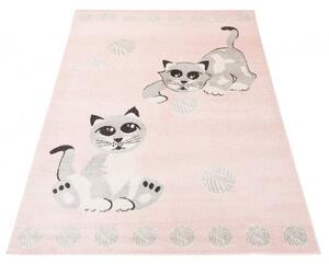 Makro Abra Dětský kusový koberec HAPPY H318A Kočičky růžový šedý Rozměr: 140x200 cm