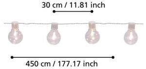 Eglo 900238 - LED Venkovní dekorační řetěz PARTAJ 16xLED/0,064W/24V IP44 bílá