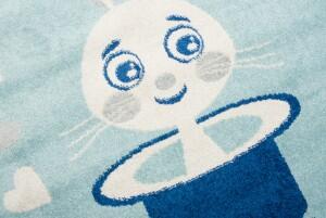Makro Abra Dětský kusový koberec HAPPY E662A Zajíc v klobouku srdíčka modrý Rozměr: 160x220 cm