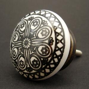 Keramická úchytka-Mandala černá-POTISK Barva kovu: antik světlá