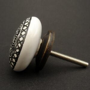 Keramická úchytka-Mandala černá-POTISK Barva kovu: antik tmavá
