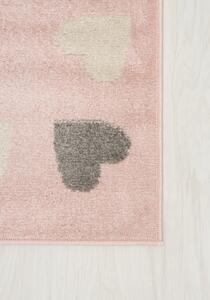 Makro Abra Dětský kusový koberec HAPPY E662A Zajíc v klobouku srdíčka růžový Rozměr: 120x170 cm