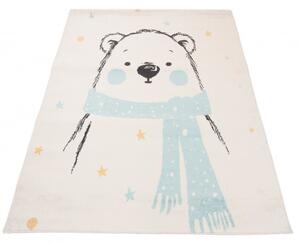 Makro Abra Dětský kusový koberec LILA H185A Medvídek bílý / modrý Rozměr: 80x150 cm