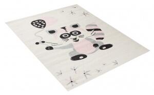 Makro Abra Dětský kusový koberec HAPPY H321A Mýval bílý růžový Rozměr: 140x200 cm