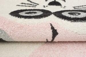 Makro Abra Dětský kusový koberec HAPPY H321A Mýval bílý růžový Rozměr: 160x220 cm