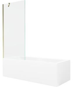 Mexen Cubik obdélníková vana 160 x 70 cm s obkladem a jednokřídlým paravánem 80 cm, transparentní, zlatá