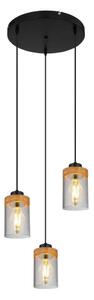 Globo 15557-3H - Lustr na lanku FINCA 3xE27/40W/230V kov/dřevo
