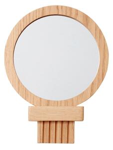 Nástěnné kosmetické zrcadlo s dřevěným rámem ø 14 cm – Hübsch