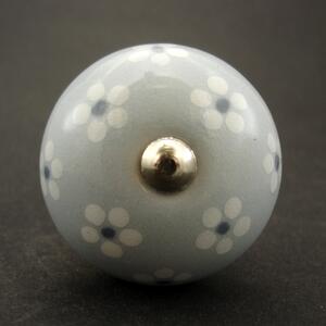 Keramická úchytka-Světle šedá rozkvetlá Barva kovu: stříbrná