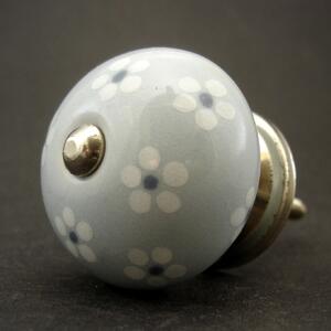 Keramická úchytka-Světle šedá rozkvetlá Barva kovu: stříbrná